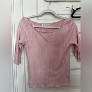 We The Free Light Pink Sleeve Top